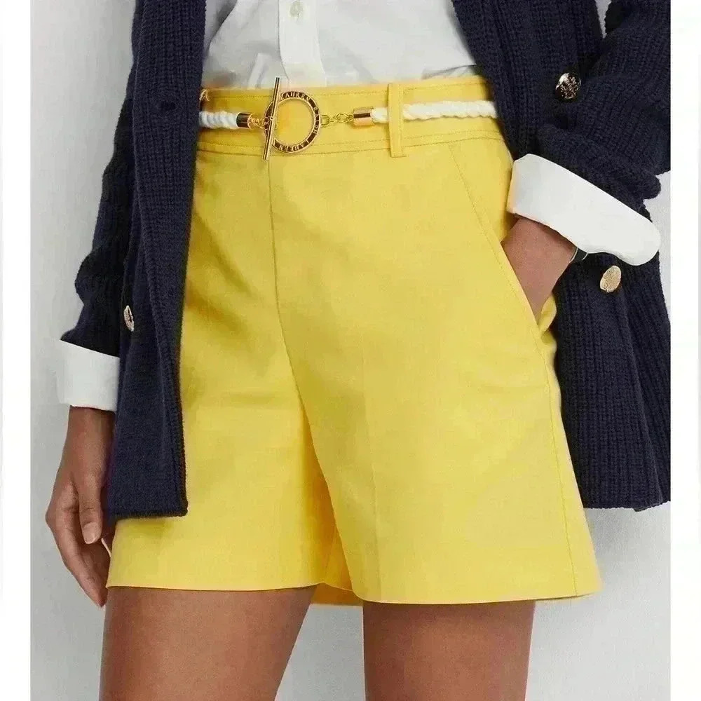 Lauren Ralph Lauren Women's Pleated Stretch Cotton
Shorts